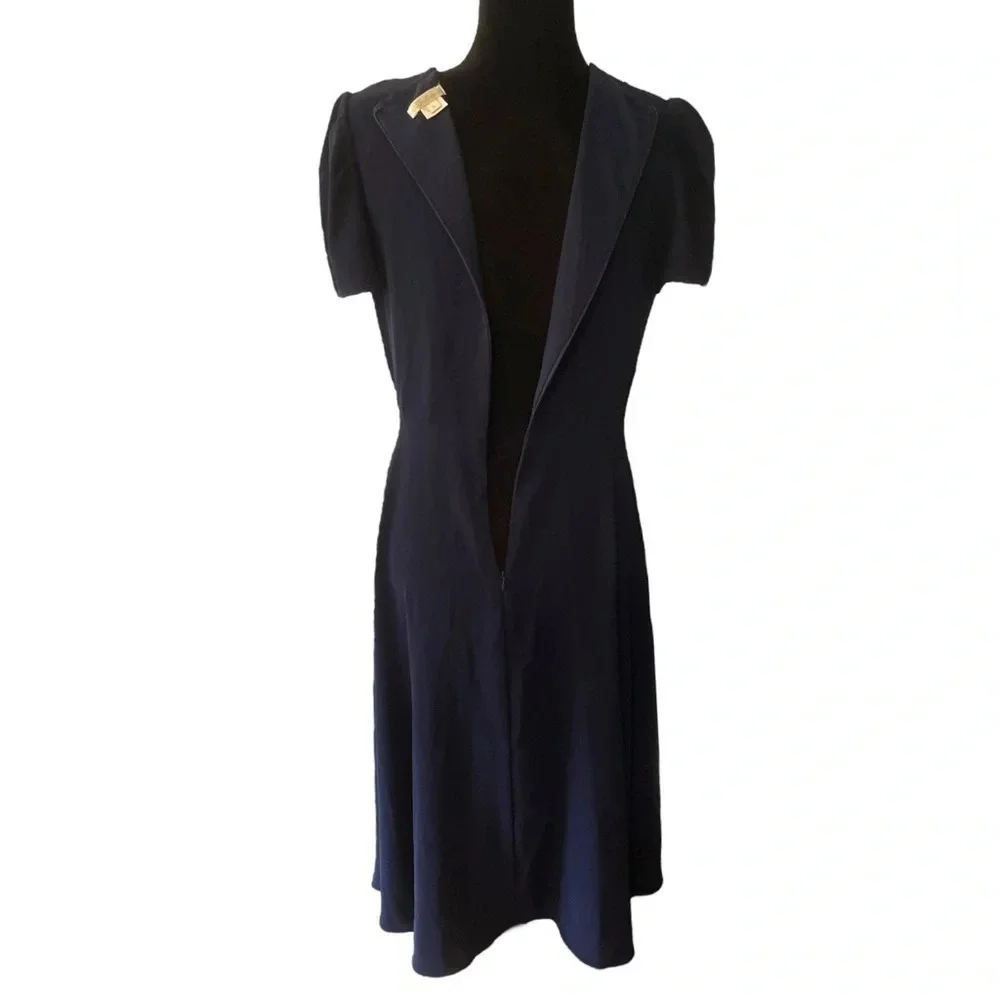 Shoshanna Cap Sleeve Navy Blue Midi Dress size 8